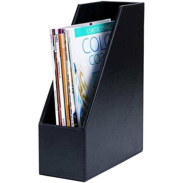 Dacasso Dacasso A1482 Black Bonded Leather Magazine Rack A1482 - main